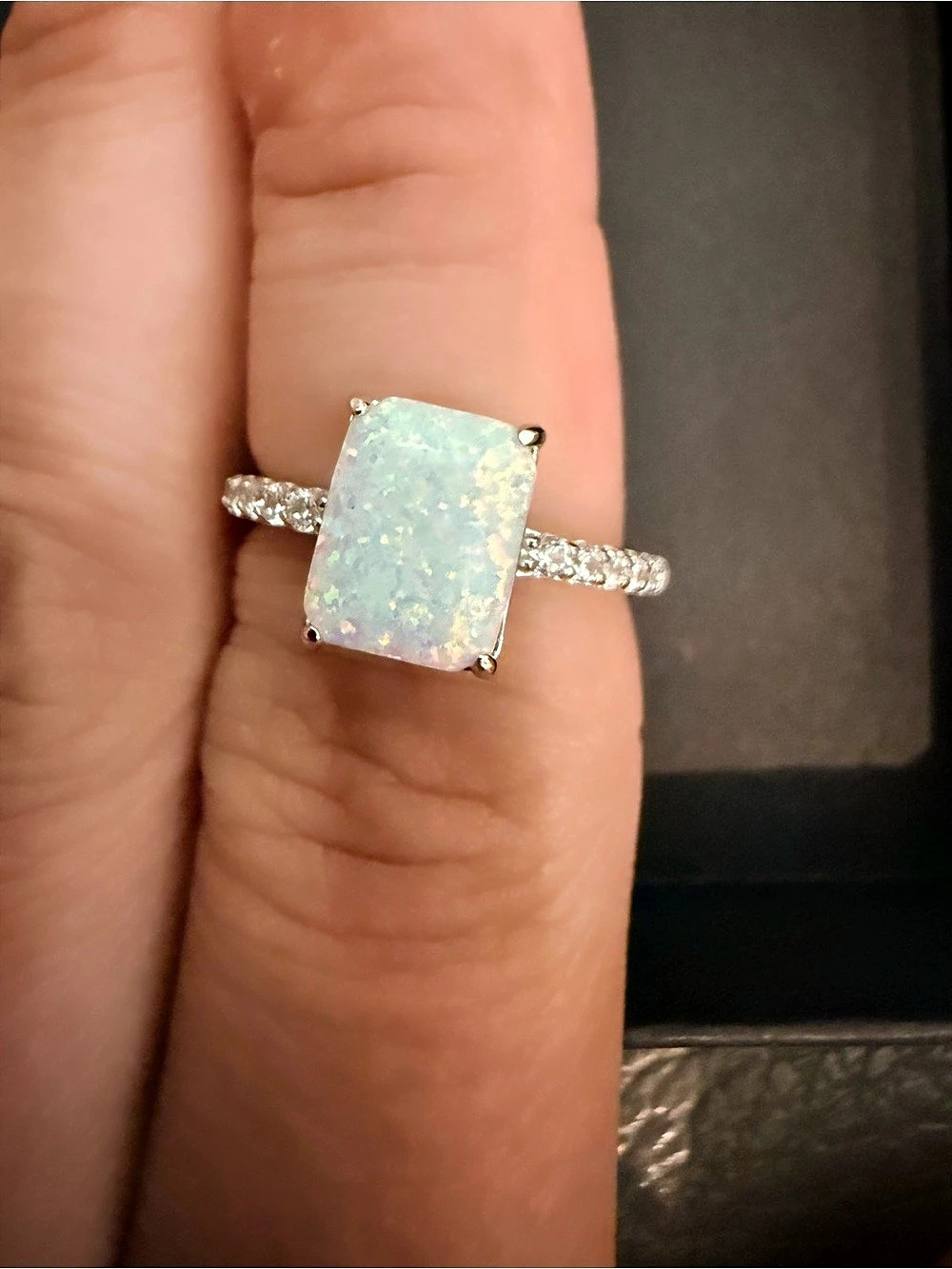 Opal Ring in White & Silver NWT